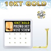dgisc17 box w 12 10k gold nose screws w 2mm round clear czs