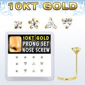 dgisc3 box w 12 pc of 10kt gold nose screw w assorted shapes cz