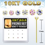 dgiys12 box 10kt gold bend it nose stud w 1.5 2mm color czs