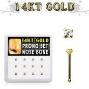 dgnb19 box w 14kt gold nose bones w prong set 2mm square cz 