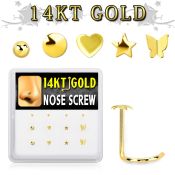 dgsc16 box w 14kt gold nose screw w 3mm cz stones in mix shape