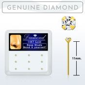 dgys15 box w 14kt gold bend it nose stud w genuine diamond