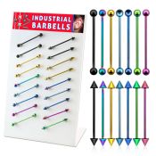 dind1 straight barbells anodized surgical steel 316l 
