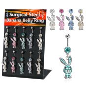 dmix17b display w steel belly banana w dangling crystal rabbit 