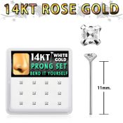 dwys19 box w 14kt white gold bend it nose stud w 2mm square cz 