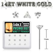 dwys9 box w 14kt white gold nose bend it nose studs w mix czs