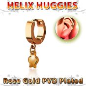 ehr767 rose gold steel helix huggie earring w a dangling tulip