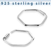 endh silver endless nose ring hoop hexagon shape design