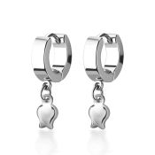 erh767 stainless steel huggies earrings w a dangling tulip 