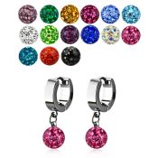 erhfr8 steel huggies earrings with 8mm multi crystal balls