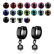 erkmjt6 black steel huggie dangling w mulit jewel ball