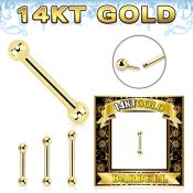 gbbb25 14 karat gold threadless push in barbell 16g balls