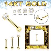 gbbbz 14 k gold threadless push in barbell 16g cz ball