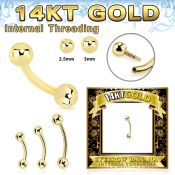 gbnbi 14 karat yellow gold curved barbell 16g internal