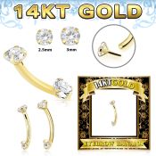 gbnfaz 14 k gold curved barbell 16g threadless push in top