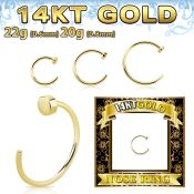 gcln 14 karat gold clip on nose ring flat back