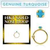 ghge7 14kt nose ring genuine turquoise stone prong setting