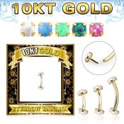 gibno gold eyebrow banana w thread less top w synthetic opal