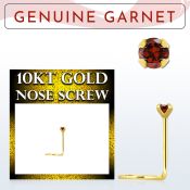 giscge2 10kt gold nose screw with a 2mm prong set garnet stone