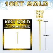 giysbt 10kt gold bend it nose stud with a 2.5mm butterfly top