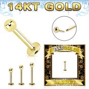glbb25 14 karat gold labret 16g threadless push in ball
