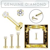 glbdi2 14k gold labret 2mm prong set with round diamond