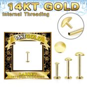 glbrdi 14 karat gold labret stud 16g round top internal