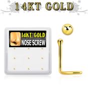 gsc3x box w 14kt gold nose screws, 20g w 1.5mm ball shaped top