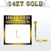 gscb1b 14kt gold nose screw, 20g w a 1.5mm ball shaped top
