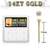 gys2x box 14kt gold bend it nose studs 20g w 1.5mm clear cz 