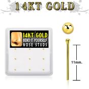 gys3x box w 14kt gold bend it nose stud 20g w 1.5mm ball top