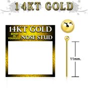 gysb1b 14kt gold nose bend it nose stud, 20g w 1.5mm ball top