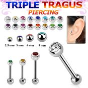 hexdc straight barbells surgical steel 316l tragus