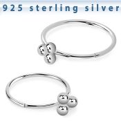 hptsv silver seamless nose ring hoop triple balls top