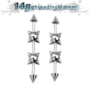 indsh16 straight barbells surgical steel 316l 