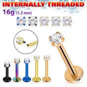 lbtczin pvd plating steel labret stud 16g prong cz internal