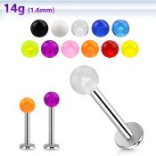 lbuvb4 steel 14g labret stud acrylic uv reactive ball