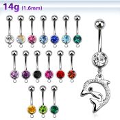 mcd672 belly rings surgical steel 316l belly button