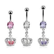 mcdz590 steel belly banana w cz dangling crown w cz