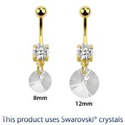 mdk718 anodized plating steel belly barbell swarovski gem