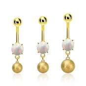 mgofot gold steel belly banana w opal  8mm frosted ball