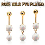 mroopb rose gold steel belly banana w opal 8mm opal ball