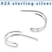 nbvcu sterling silver nose bone double wire curved shape
