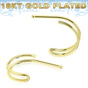 nbvcug 18 karat plating silver nose bone double wire curved
