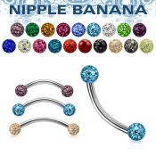npbnfr4 316l surgical steel nipple banana 4mm multi gem ferido balls resin cover