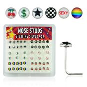 nslgx3 l shape nose studs silver 925 nose