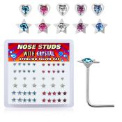 nsmhsm l shape nose studs silver 925 nose
