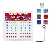 nssqbx l shape nose studs silver 925 nose