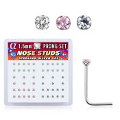 nszbm l shape nose studs silver 925 nose