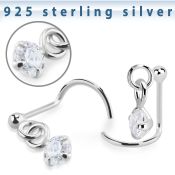 nwdvpz1 silver nose screw ball prong setting dangling cz